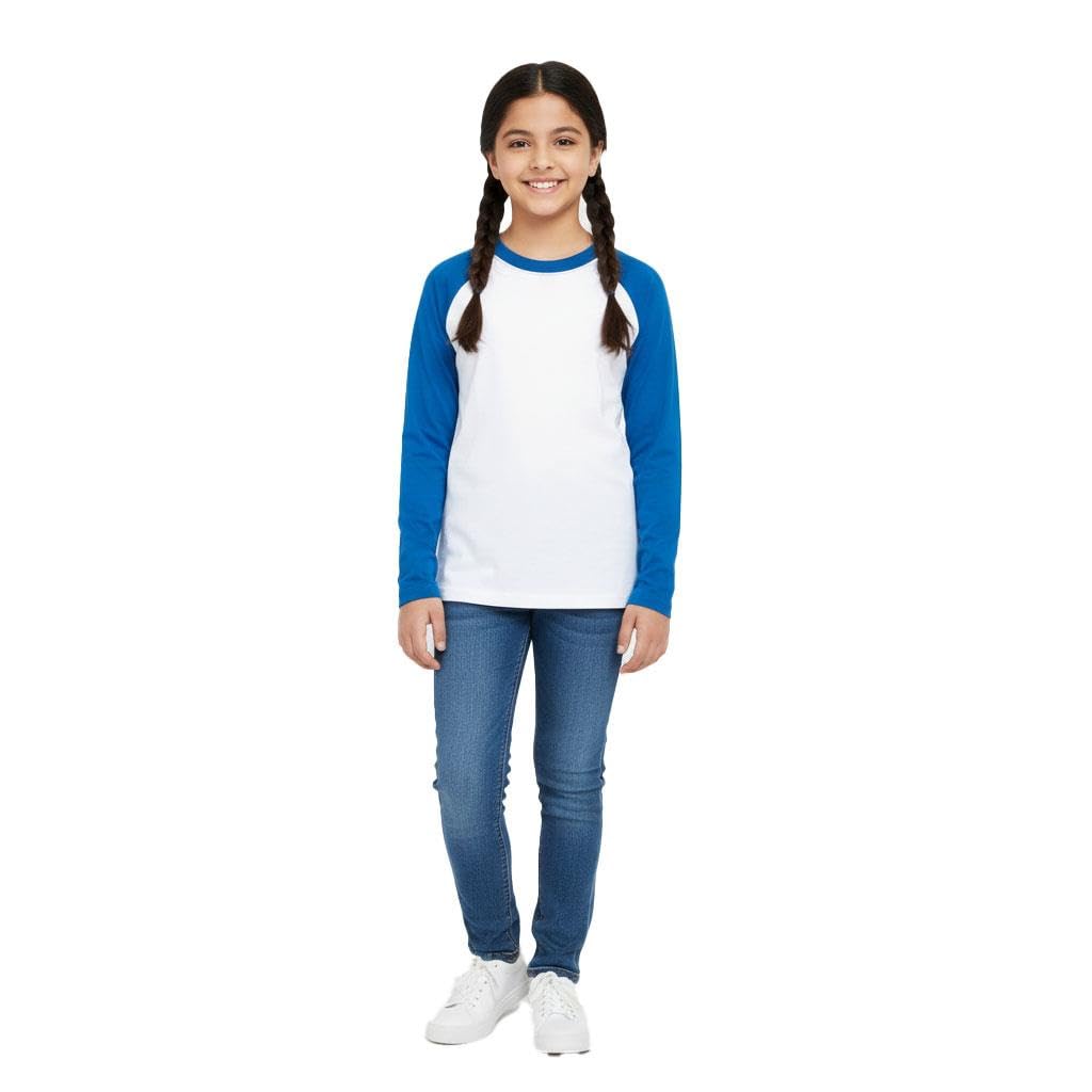 A2z 4 Kids Boys Blue Raglan T Shirt Long Sleeve Crew Neck Casual Top For Youth
