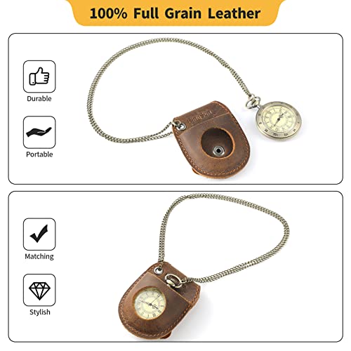 Ringsun Leather Pocket Watch Case, Small Watch Case, Brown #TOP2