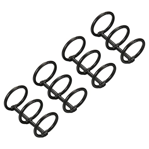 PATIKIL 0.79" Dia 3-Rings Book Rings, 4 Pack Metal Binder Rings Loose Leaf Ring Detachable for Office Desk Calendar Photo Album Black