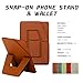 D.Y.A Phone Tripod Wallet for iPhone,Lightweight & Portable Phone Stand,Strong Magnetic Card Holder Fit 2 Cards & 3 Viewing Angles & Stain-Resistant Vegan Leather ，Brown