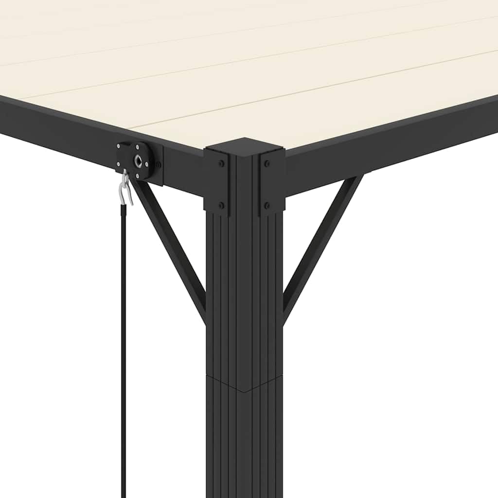 Pergola avec toit à lamelles 3 x 4 m, tissu crème et aluminium