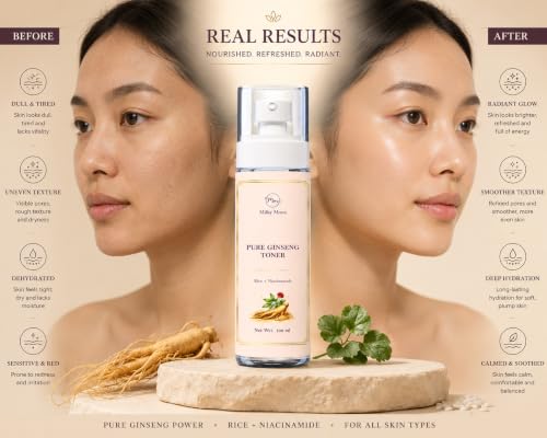 Image of Ginseng Toner For Glowing Skin Korean | spray | All type Skin | skin whitening | Refreshing Face Mist & Toner | Alcohol-Free | Women & Men | 100 ml