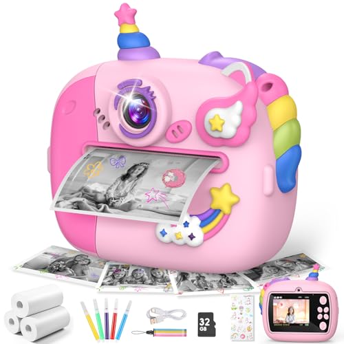 Wootoyz - Wootoyz Kids Camera Instant Print, Unicorn Gifts for Girls Age 3-12 Toys for 3 4 5 6 7 8 9 Year Old Girls Gifts Digital Camera Kids Toys Girl Birthday Presents for 3-12 Year Old Christmas Xmas Gifts - -15%