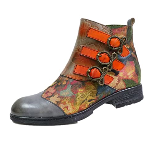 Bottines en cuir véritable bohème de qualité supérieure à doublure fourrure