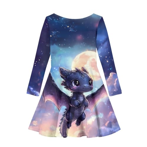 Dresses for Girls 2-14 Years Casual Flared Midi Dress 2025 Fall Long Sleeve Dresses Party A-line Swing Dress2