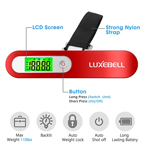 Digital Luggage Scale Vacation Travel Essentials Accessories Gifts for Traveler Portable Suitcase Handheld Weight Scale 110 lbs Hanging Baggage Travel Must Haves