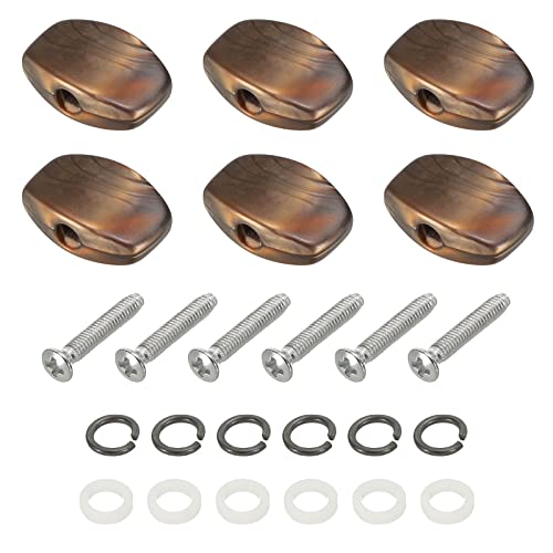 PATIKIL Guitar Tuning Peg Button Machine Head Oval Acrylic Buttons Brown for Electric/Folk/Acoustic Guitars with 6 Screws 12 Ferrules