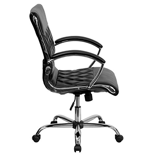 Flash Furniture Mid-Back Designer Black Leathersoft Executive Swivel Office Chair With Chrome Base And Arms #TOP3