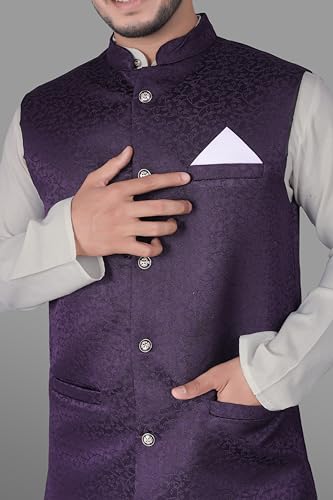 Image of XEPON Men's Jacquard Ethnic Wear Kurta Pajama With Stylish Long Jacket Set