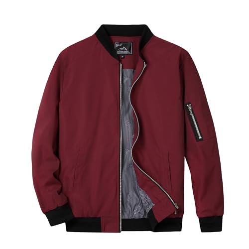 Image of QLZ Men's Bomber Jackets Varsity Flight Jacket For Men Casual Lightweight Windbreaker Windproof Track Puffer Coat（Spring /Fall /Winter）