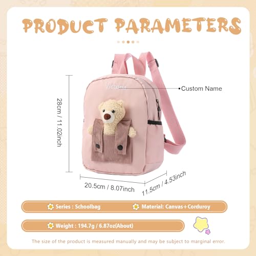 Aiemghsde Personalized Toddler Backpack for Boys Girls - Custom Kids Name School Bear Cute Preschool Backpack (1-Pink)