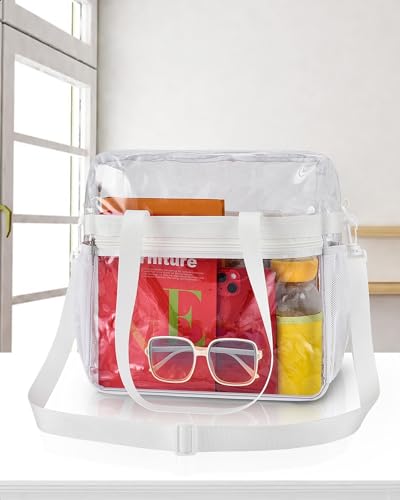 Image of Paxiland Clear Bag for Stadium Events 12x6x12 inches, Clear Tote Bag with Reinforced Strap, Clear HandBag for Sports Concert