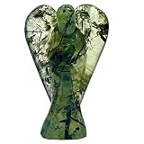 Angel Statue – 2' Beautiful Gemstone Guardian Angel – Natural Prehnite Epidote Crystal Angel – Hand-Carved Angel Charms for Protection, Love, Peace, and Positive Energy – Angel Figurines
