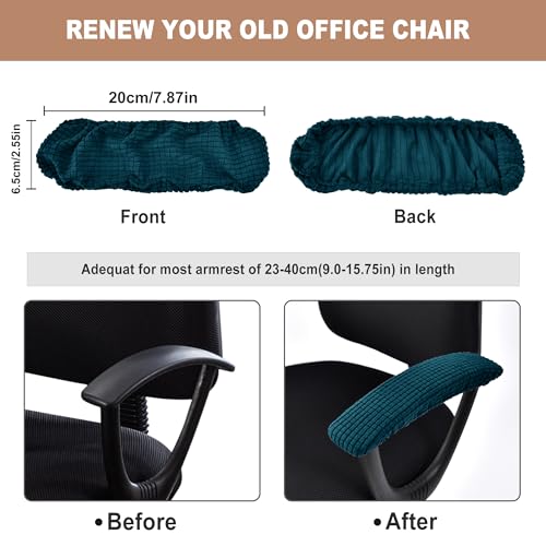 Image of SARAFLORA Office Chair Armrest Cover Stretchable Water Resistant Spandex Stretch Computer Office Chair Arm Pad Covers Chair Slipcover for Desk Chairs Arm Sapphire 2 Pcs