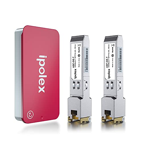Image of ipolex 100 /1000BASE-T Copper SFP to RJ45 Module, Auto-Negotiation RJ45 Transceiver, Gigabit Mini-GBIC Compatible With Cisco GLC-T(10 /100 /1000), SFP-GE-T(10 /100 /1000Mbps), Up to 100m, 2 Pack