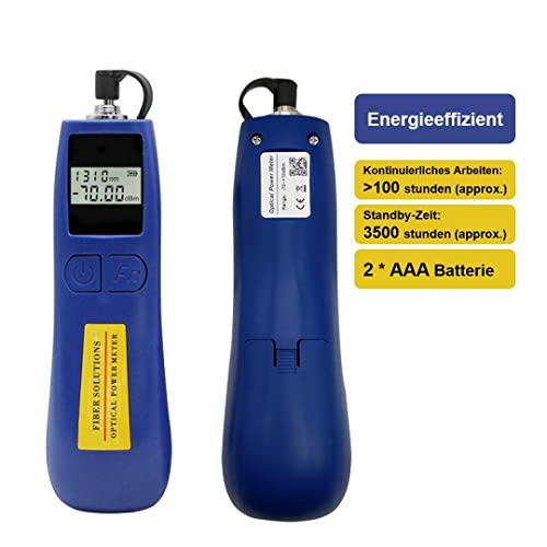 QIIRUN Mini Optical Power Meter, Optischer Leistungsmesser-70~+10dBm für die Prüfung von 6 kalibrierten Wellenlängen, Glasfaser-Leistungsmesser hohe Präzision und 68g geringes Gewicht