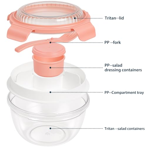 Image of Freshmage Salad Lunch Container To Go, 2 Packs 52-oz Salad Bowls to go for lunch (Clear)