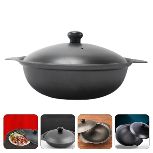 LSNNMU Casserole Dish Cast Iron Casserole Household Stockpot Rice Cooker Pan Non Stick Frying Pans(22X18X4.5CM) - Image 2