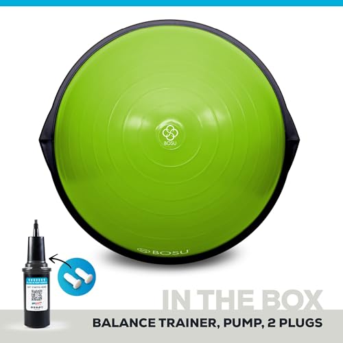 Image of Bosu Balance Ball Exercise Trainer, Home Gym Equipment w /Guided Workouts & Pump, 26 inch Inflatable Fitness Platform for Strength Training, Standing, Balancing, and Core Workout