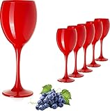 PLATINUX Juego de 6 copas de vino rojas, para vino blanco