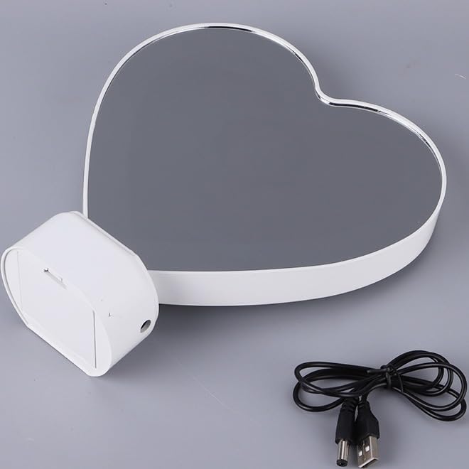 Heart Shaped LED Magic Mirror Photo Frame, 2-in-1 Vanity Mirror & Digital Picture Display, LED Light-Up Personalized Picture Decor for Bedroom & Home (Pack of 1) (Magic Mirror)
