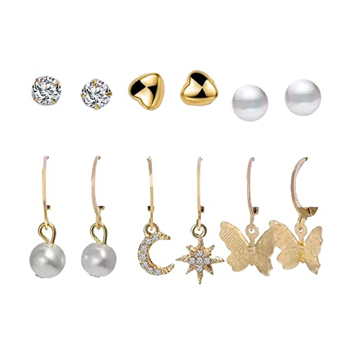 Image of Shining Diva Fashion Stylish Combo Design 6 Pairs Metal Earrings for Women and Girls (F12787er)