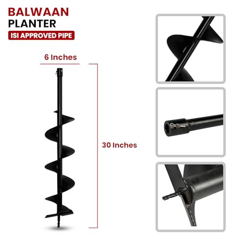 Image of BALWAAN Krishi 6-Inch Single Spiral Drill Planter | 15 cm /152 mm Post Hole Digger for Garden & Agricultural Use|PT-6