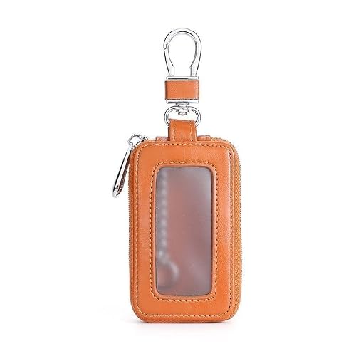 WENINETIES 1 Pc Car Smart Key Fob Cover for Volkswagen Multivan (T7) 2021-2025, Keyless Entry Remote Protector Premium Key Organiser Pouch Leather,Orange