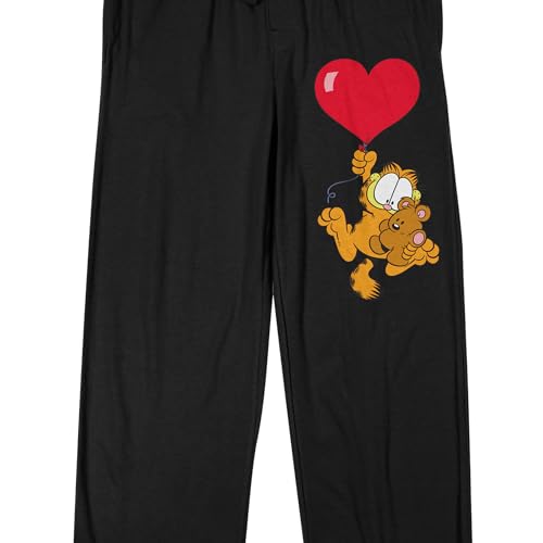 Garfield Heart Balloon Men's Black Sleep Pajama Pants2