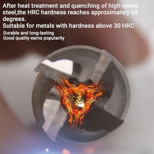 Image of 1 /4 Inch 4 Flute Square End Mill, Straight Shank HSS End Mill Cutter for CNC Milling Machine, Metalworking Cutting Tool 1 /4″ Working Diameter 20mm LOC