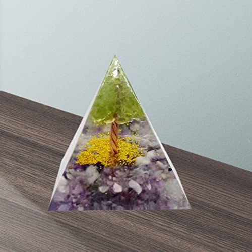 Tachiuwa Kit de pirâmide de cristal de ametista Orgone para ioga e decoração de escritório