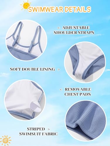 Image of Girl's 2 Piece Swimsuit Solid Spaghetti Strap Bikini Sets Beach Bathing Suit Swimwear for Teen Kids