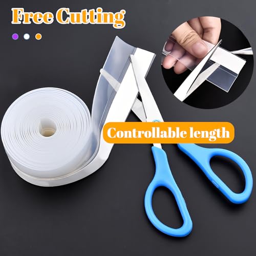 Image of ZOMPAGO Transparent Weather Stripping Door Seal 1.8in x 16.4FT, Silicone Seal Tape for Doors and Windows, Self Adhesive Draft Seal Tape for Doors, Door Insulation Strip Gap Filler Door Sweep