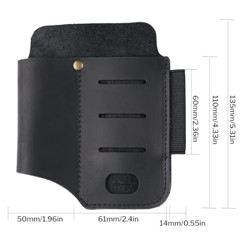 VIPERADE PJ15 EDC Lederscheide, Taschenlampenholster/Taschenmesserscheide/Taktische Stiftscheide/für Leatherman Multitoolscheide, Messerorganisator Lederscheide mit Taschenclip (Schwarz)