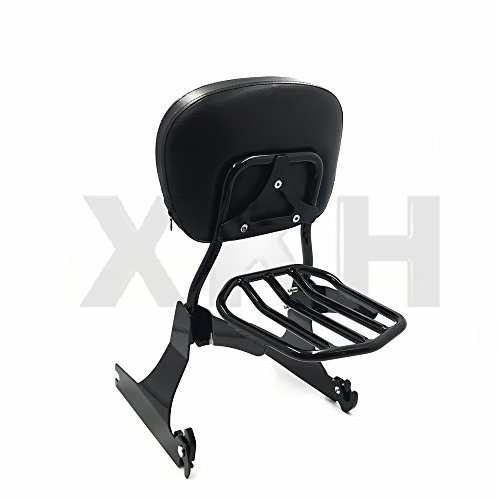 XKH- Black Detachable Backrest Sissy Bar Passenger Luggage Rack Compatible with Harley Dyna 06-up [B07F5ZHFCW] - Thumbnail 2