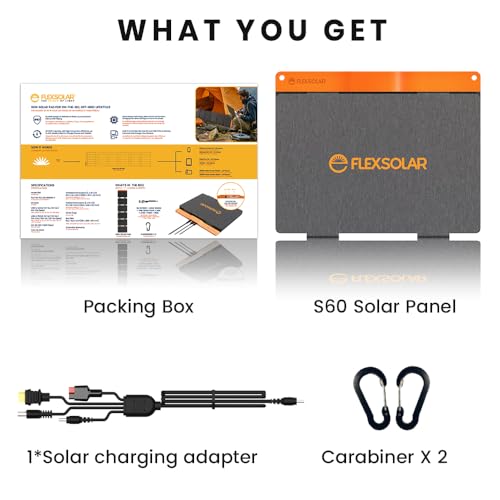 Image of FlexSolar 60W Portable Solar Panels Chargers with USB-C,USB-A and DC Outputs Foldable IP67 Waterproof Power Emergency Camping for Small Power Station Generator,Phones, Power Banks, Tablets