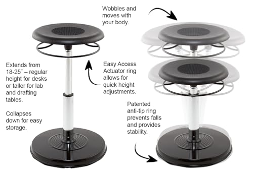 Image of Kore Teen /College Adjustable Wobble Chair, 18-31.5 inch, Black