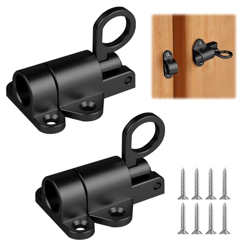 AOOSU Pestillos Automáticos para Puerta, 2PCS Cerrojo de Muelle, Cerrojo para Puerta de Jardín con Tornillos, Cerradura Deslizante para Ventanas, Puertas de Armarios, Puertas de Jardín Negro