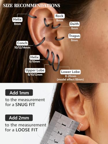 Image of Silvora 14K Gold Plated Huggie Hoop Earrings for Women, Small Sterling Silver Hoops, Hypoallergenic Cartilage Earrings for Sensitive Ears 8 /10 /12 /14 /16 /18 /20MM