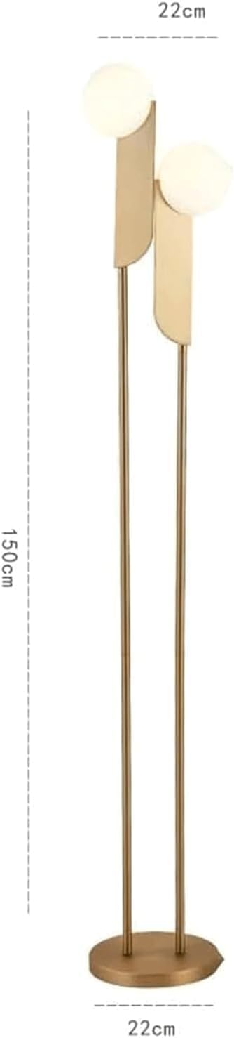 Standing Lamps Nordic Lampa Podłogowa Żelazne Wysokie Lampy Z 2 Szklanymi Abażurami Stojąca Malowany Korpus Wysokim Słupem Podłogowa Salonu