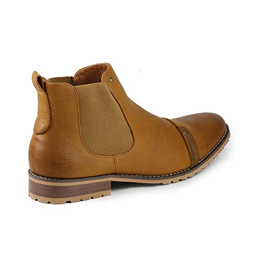 Metrocharm Mc107 Men's Cap Toe Formal Dress Casual Ankle Chelsea Boot (11, Tan) #TOP2