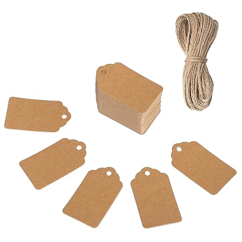 Kraft Paper Gift Tags - 100 PCS Brown Paper Tags, 7x4cm for Present, Christmas, Wedding, Thanksgiving Decorations