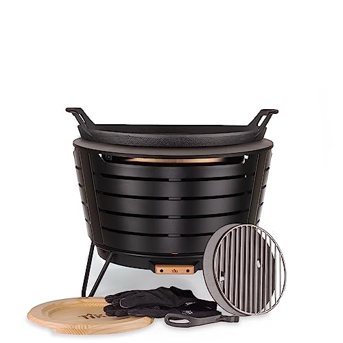 Tiki Brand Patio Smokeless Fire Pit With Cast Iron Griddle Combo Set Bundle #TOP8