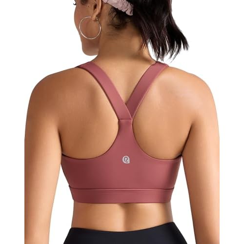 RUNNING GIRL Sports Bras for Women, Molded Cup High Impact Sports Bra Workout Bras for Women High Support Racerback A-rose Red Large