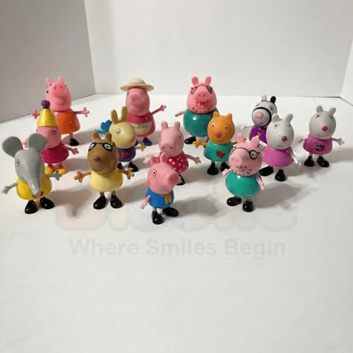 Image of 14 - Piece Peppa Pig Family and Friends Figure Set - Poseable Toy Figures for Kids Includes George & Mummy Pig for Kids