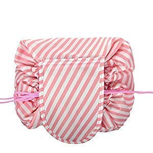 RRJ Women's Convenient and Waterproof Multifunction Portable Lazy Travel Cosmetic Storage Makeup Organizer Toiletry Bag with Drawstrings (Pink lining) 4