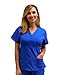Natural Uniforms - Premium Womens Junior Fit 3 Pocket Mock Wrap Scrub Top, Royal Blue -Small