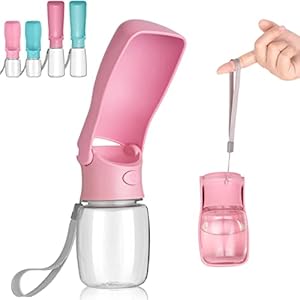Canareen Faltbare Trinkflasche Hunde für Unterwegs – 350ml Tragbare Haustier Wasserflasche Für Hund Katze Outdoor Walking Wandern Reisen （Rosa）