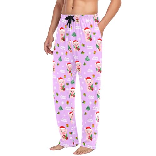 Christmas Pigs Men's Pajamas Pants Cotton Sleep Bottoms Pants Lounge Sleepwear - S4