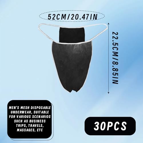 TUONYIS 30 Stücke Einweg Tanga Einweg Höschen Männer, String Weiche, für Männer Spa Tanga Unterwäsche, tägliche Anwendung und andere Körperpflege (DE/NL/SE/PL, Alter, Einheitsgröße, Schwarz)